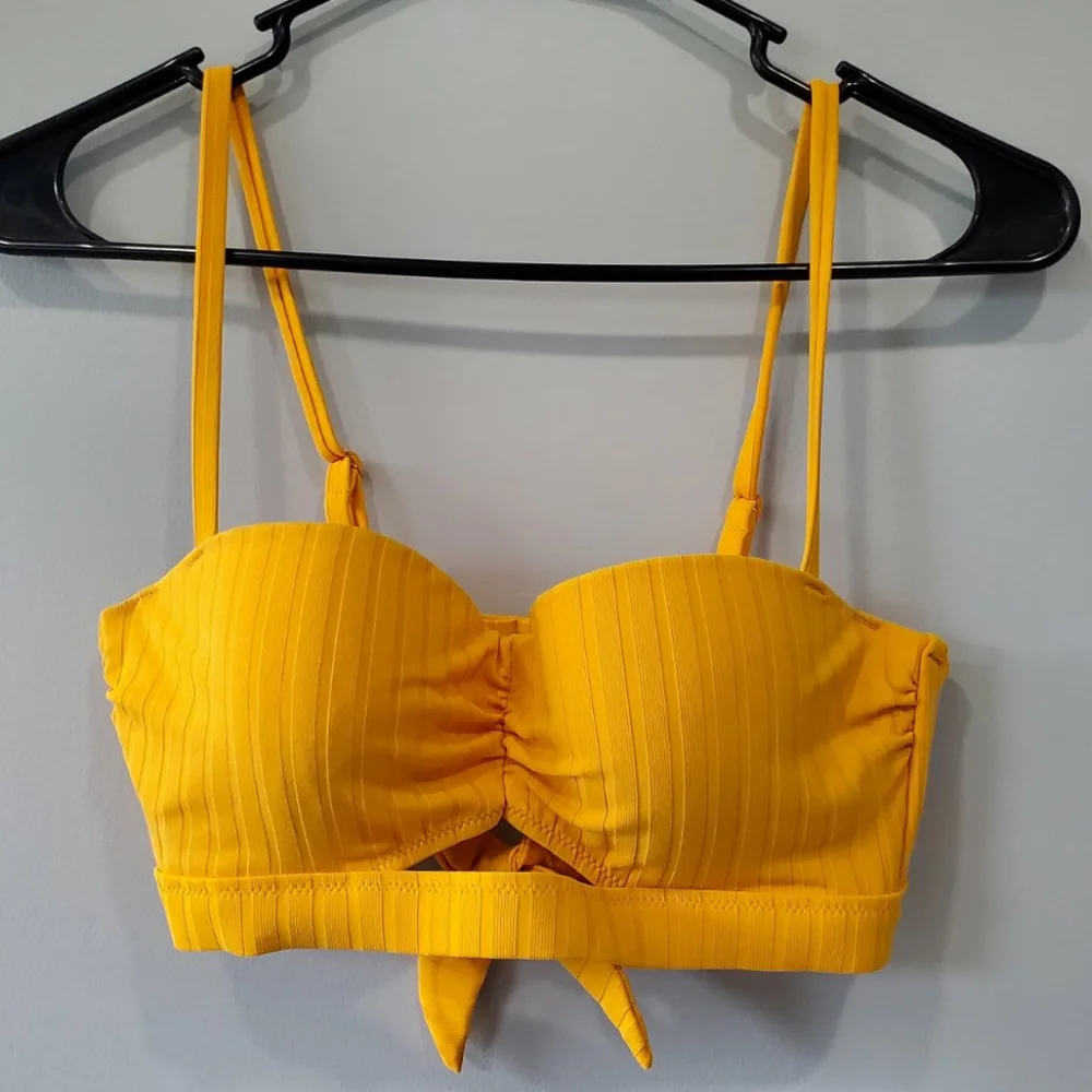 Shade & Shore Mustard Ribbed Bikini Top